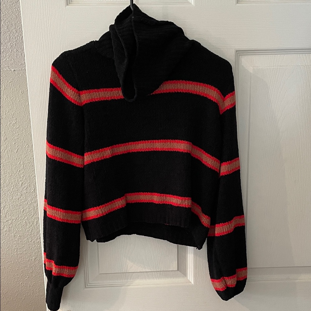 Wild Fable Black and Red Striped Turtleneck Sweater